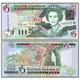 East Caribbean 5 Dollars 2008 P-47 UNC Original Banknote