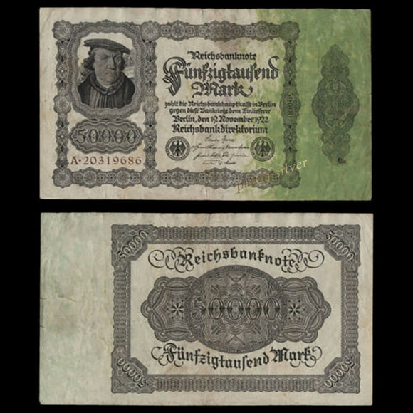 Germany 50000 Marks, 1922 P-80, F Condition Old Banknote for Collection