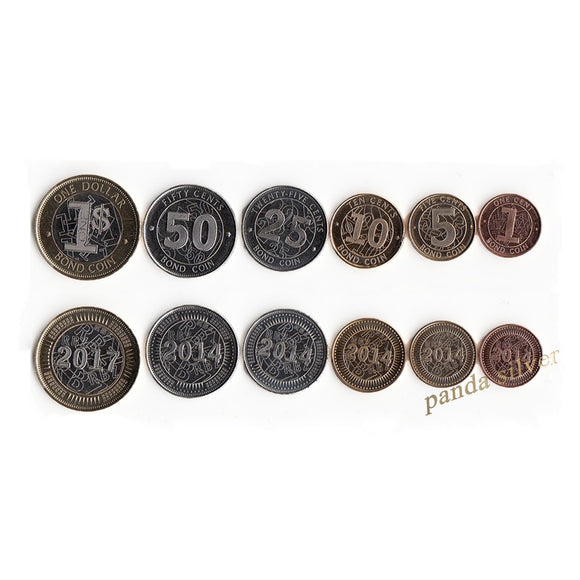 Zimbabwe Set 6 PCS Coins, 2014-2017, Coin for Collection