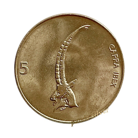 Slovenia 5 Tolarjev,Random Year Original Coin for Collection KM#6