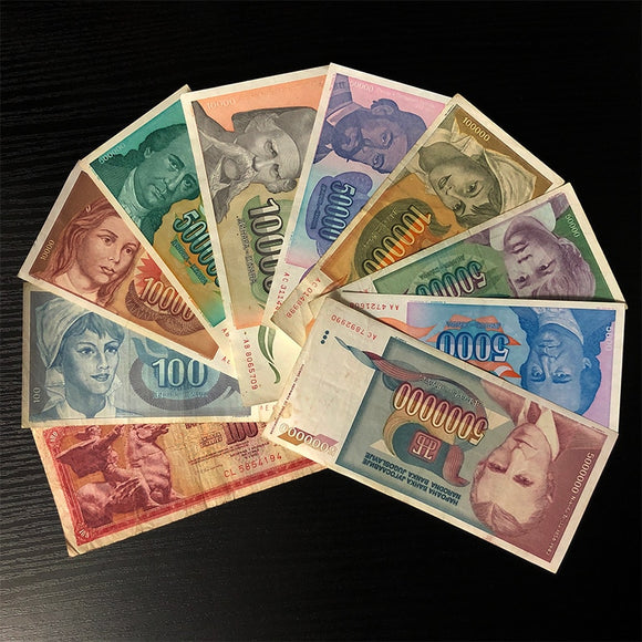 Yugoslavia, Set 10 PCS, Used Condition (F) Old Banknote ( Check Description), Rare Real Origianl Banknotes for Collection Gift