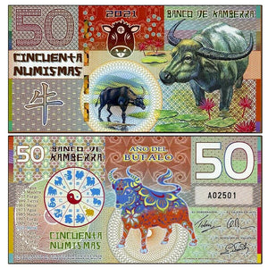 Kamberra 50 Numismas, 2021, Lunar Year OX, Polymer UNC Original Banknote