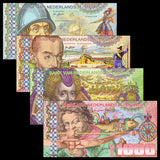 Netherlands Ceylon, Set 4 PCS, 50-1000 Gulden, 2016, Private Issue Polymer Banknote, Fantasy Banknotes for Collection