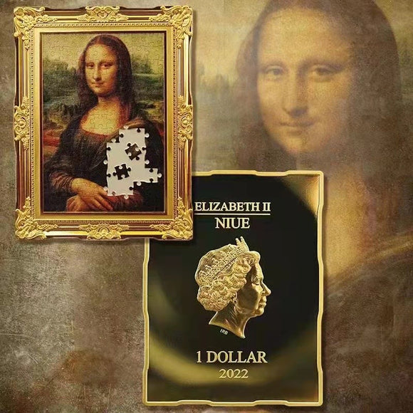Niue, 1 Dollar,2022, World Famous Painting Puzzle Series, Mona Lisa,   Commemorative Coin with Certificate