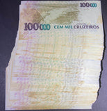 Brazil, 100000 Cruzeiros, 1993 VF Conditon Banknote for Collection