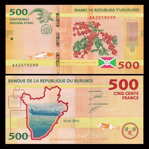 Burundi 500 Francs, 2015 P-50, UNC Original Banknote for Collection