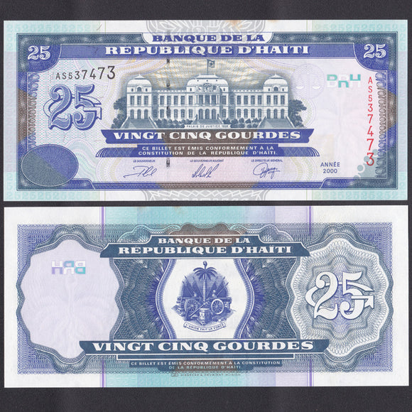 Haiti, 25 Gourdes, 2000/2006 P-266, AUNC Original Banknote for Collection