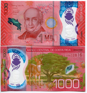 Costa Rica 1000 Colones,  2019(2021)  P-New Polymer UNC Banknote for Collecction
