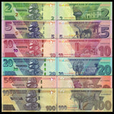 Zimbabwe, Set 6 PCS, 2-100 Dollars Banknotes, UNC Original Banknote for Collection