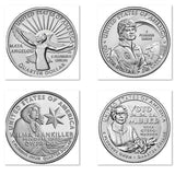 American, Set 4 PCS Coins, 2022 Women, Quarter, Original Coin for Collection