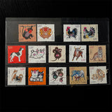 China, Set 14 PCS (7 Pairs) Zodiac Postage Stamp, 2016-2022,  Monkey Rooster Dog Pig Rat OX Tiger, Chinese Stamps for Collection