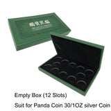 12 Slots Empty Coin Box, Suit for 30/1OZ China Panda Silver Coin, Coins Storage Collection, Gift Collect Case