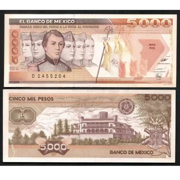 Mexico, 5000 Pesos, 1989 P-88, Original Banknote for Collection