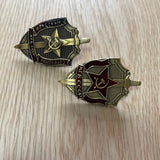 Russia USSR, Set 2 PCS Badges, Lapel Pins Metal Badge Medal Souvenir Collection KGB CCCP Worker Honor Badge