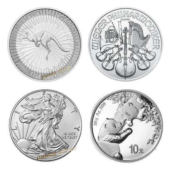 World 5 PCS Silver Coins, Random Year, UNC Original Silver Coin for Collction, Australia Austria China US Coin