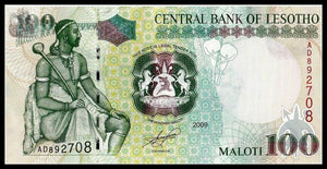 Lesotho, 100 Maloti, 2009, P-19e, UNC Original Banknote for Collection