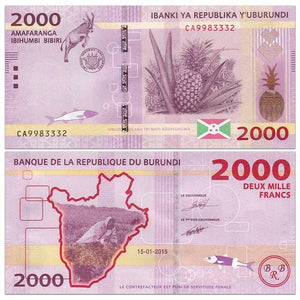 Burundi, 2000 Francs, 2015 P-52, UNC Original Banknote for Collection