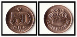 Denmark 50 Ore, 40 PCS ( 1 Roll ), Random Year, Original Coin for Collection, KM#866.3