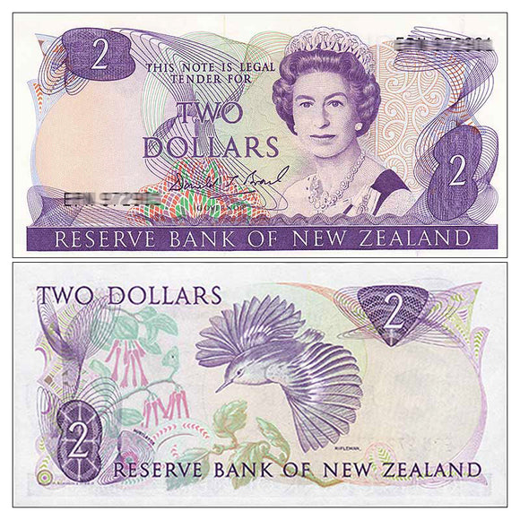 New Zealand 2 Dollar, 1981-1992 P-170, UNC Banknote for Collection
