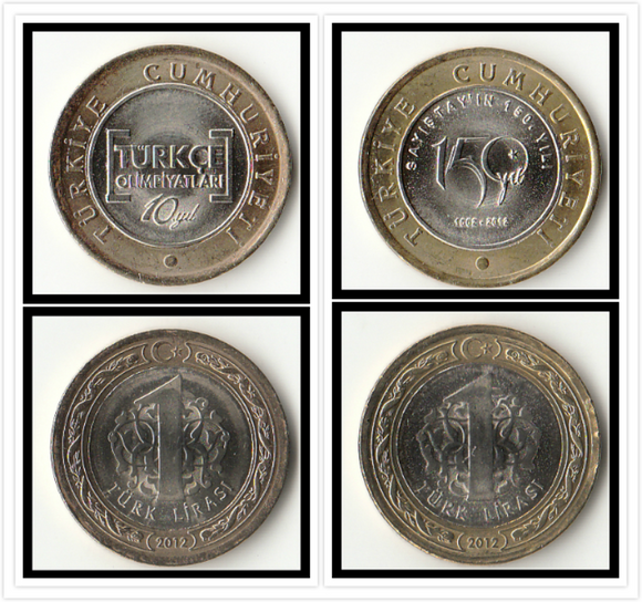 Turkey, Set 2 PCS Coins, 2012,  UNC Original Coin for Collection