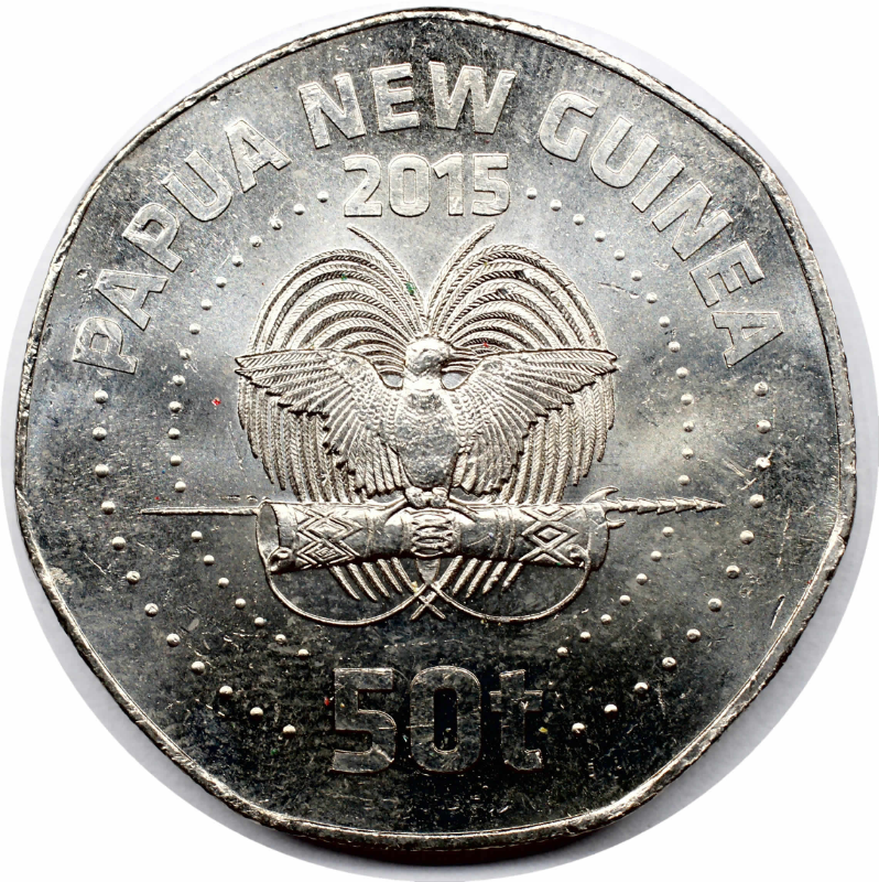 Png Toea Shell Papua New Guinea, 50 Toea, 2015, UNC Original Coin for Collection ...