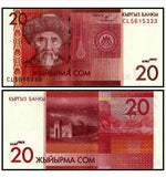 Kyrgyzstan 20 Som 2009 P-24 UNC Original Banknote
