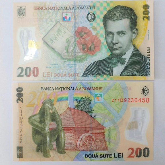 Romania, 200 Lei, 2018-2019, P-122, UNC Original Polymer Banknote for Collection