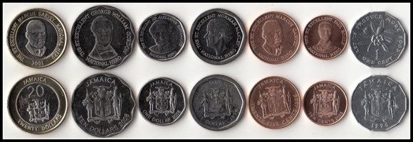 Jamaica, Set 7 PCS Coins, UNC Original Coin for Collection