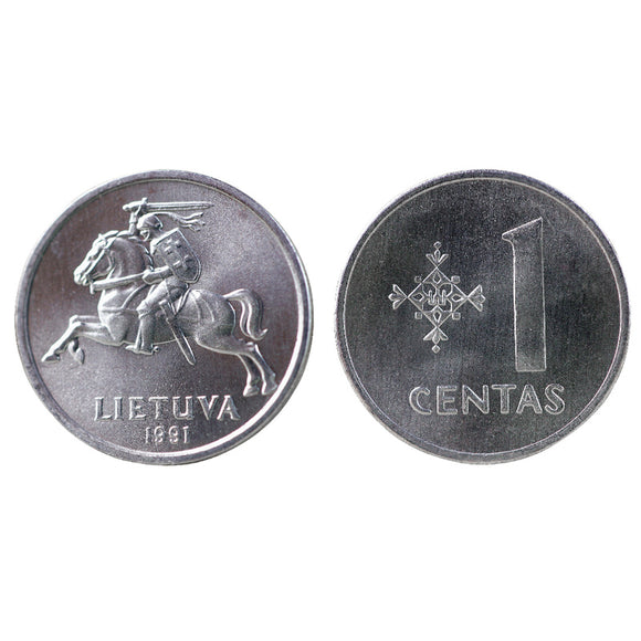 Lithuania 1 Centas coin 1991 UNC Original Banknote