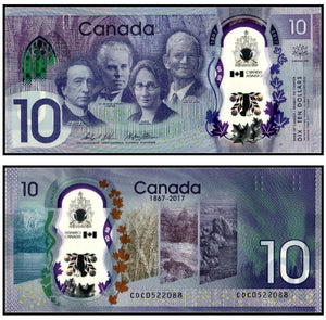 2017 10 Dollar Canada Polymer original banknote, 150th Anniversary Commemorative UNC P-new