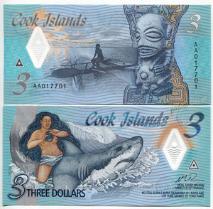 Cook Islands, 3Dollars,  2021 P-New, Polymer Banknote for Collection
