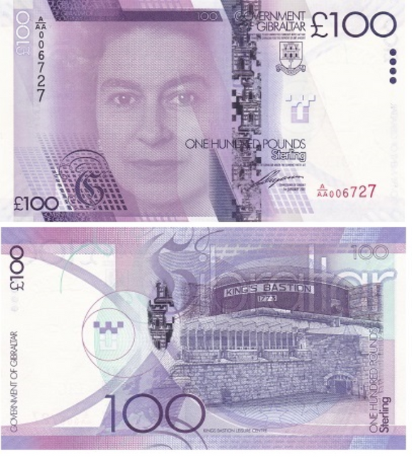 Gibraltar, 100 Pounds, 2011, P-39, UNC Original Banknote for Collection