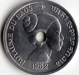 Laos 10 Cent 1952 KM#4 Coin , Original Coins