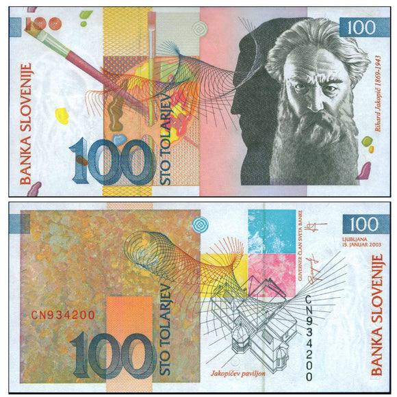 Slovenia 100 Tolarjev 2003 P-31 UNC original Banknote 1 piece