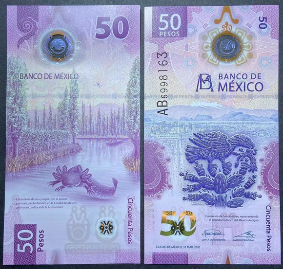 Mexico 50 Pesos, 2021 P-New, UNC Banknote for Collection