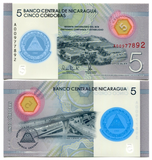 Nicaragua 5 Cordobas, 2020 P-New, UNC Polymer Banknote for Collection