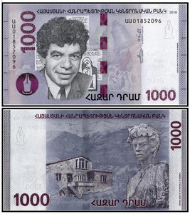 Armenia 1000 Dram , 2018 , P-NEW Hybrid UNC Original Banknote