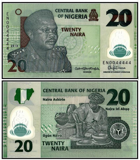 Nigeria 20 Naira Polymer 2018 P-34 UNC Original Banknote