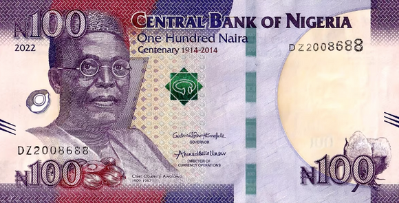 Nigeria, 100 Naira, 2022, P-41, UNC Original Banknote for Collection