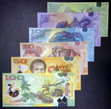 Papua New Guinea, Set 6 PCS Banknotes, 2-5-10-20-50-100 Kina, UNC Original Polymer Banknote for Collection