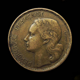 France, 50 Francs, 1951-1953 Random Year, 27mm Used Coin for Collection, F, 1 Piece