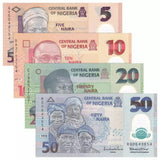 Nigeria set 4 pcs (5-50 Naira) banknotes Polymer UNC original banknote