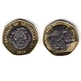 Seychelles 10 Rupees Coin 2016, UNC Original Bimetallic 25MM coins Animal Turtle Coin