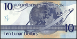 Australia 10 Lunar Dollars, 2014 Silver Reserve, "Moon Space" Commemorative Banknote