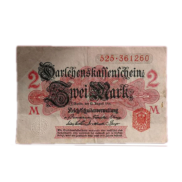 Germany, 2 Mark, 1914 P-54, Used Condition (XF), Original Banknote for Collection
