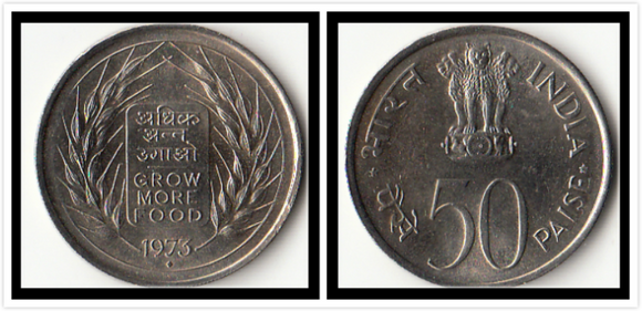 India, 50 Paise, 1973, UNC Original Coin for Collection