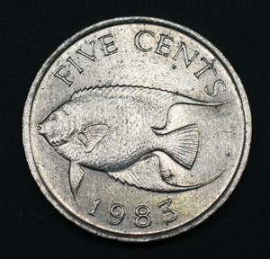 Bermuda, 5 Cents, 1970-1985 Random Year, VF Used Condition, Original Coin for Collection