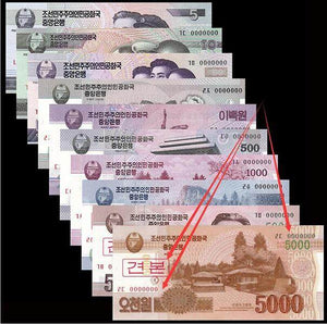 N-K Set 10 PCS Banknotes Specimen (can Not Be Used) (check Description), UNC 5 10 50 100 200 500 1000 2000 5000 5000 Won Real Banknote