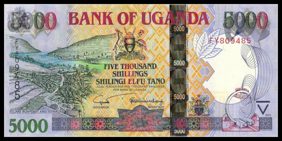 Uganda, 5000 Shillings, 2005, P-44b, UNC Original Banknote for Collection