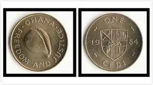 Ghana 1 Cedi Coin 1984 KM#25 Original Coin